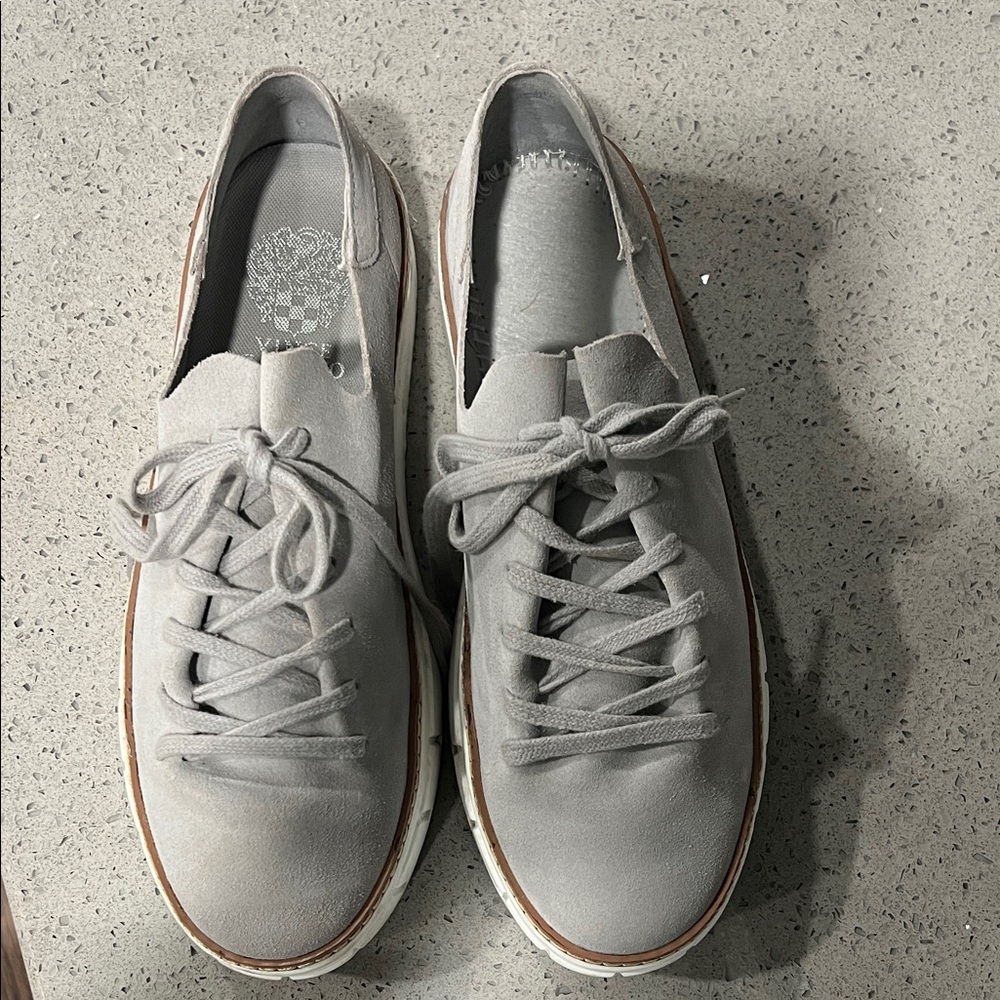 Vince Camuto Light Gray Lace-Up Loafers